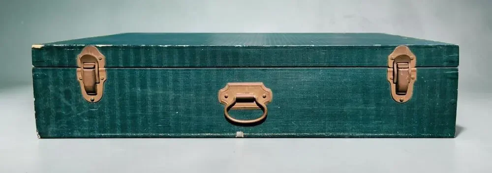 Vintage 1930s Salesman Sample Case Antique Industrial Wood Display Box Green...